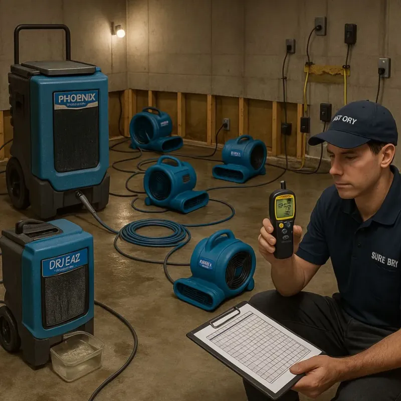 Structural Drying and Dehumidification process in Brentwood, MO